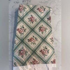 Vintage P Kaufmann Fabric Sage Green Cream Pink Rose Shabby Chic 55x64